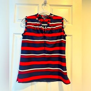 Tommy Hilfiger Womens Sleeveless Top Red White and Blue Size Small